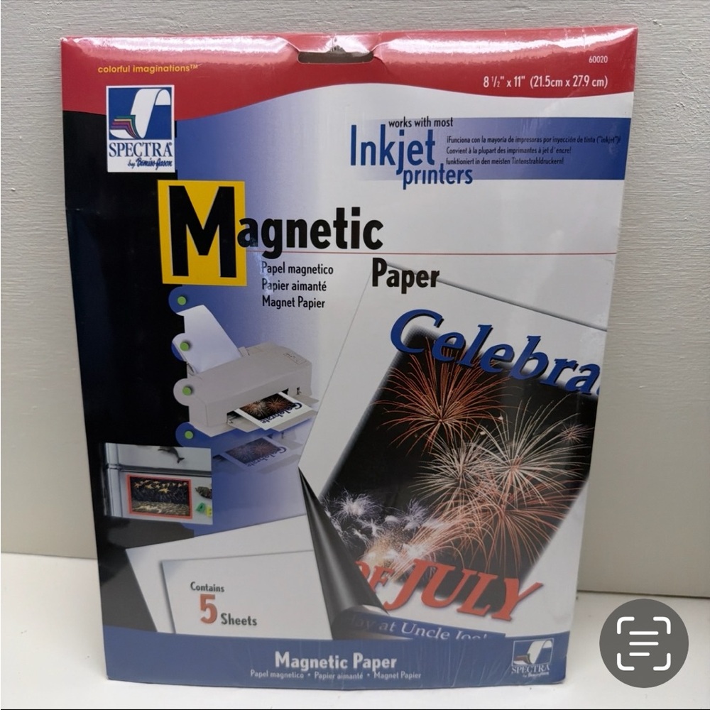 🧲 5 magnetic paper inkjet NIP Spectra letter size USA vintage